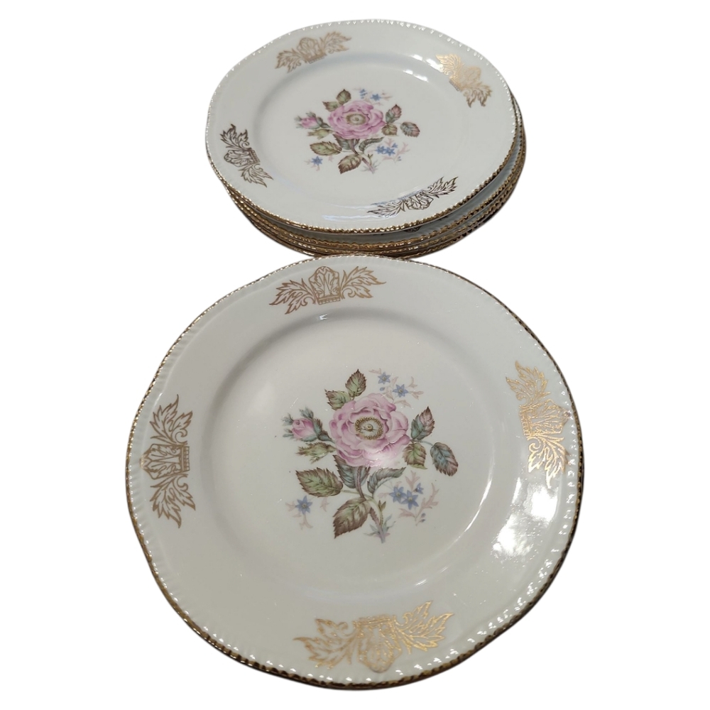 Antique 1950s Homer Laughlin Queen Esther Collection 22k Gold Rim Salad Plates-8 - Picture 5 of 8